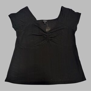 Torrid Black Textured Cinched Bust Sweetheart Neck Top NWT Size 3 Plus Size